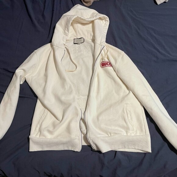 Gucci Sergio Mora Privilegium Perpetuum Zip Up Hooded Sweatshirt White Multi - Picture 4 of 11